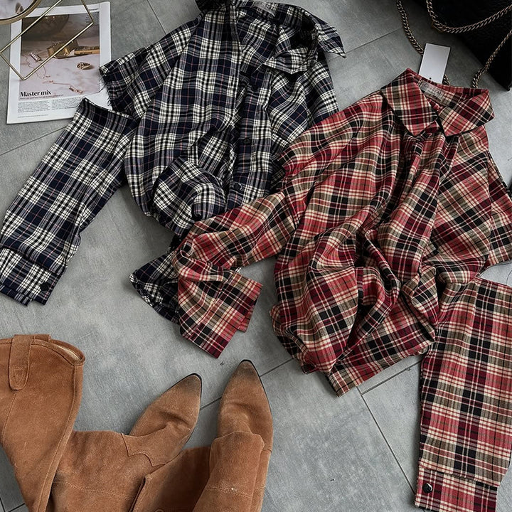 Damer oversized rutskjortdesign Mirla-Eva Jonsson