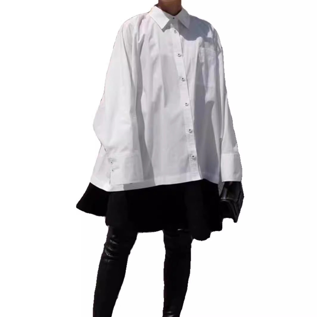 Damer oversized skjorta blus med klassisk krage och sidficka Mirla-Eva Jonsson
