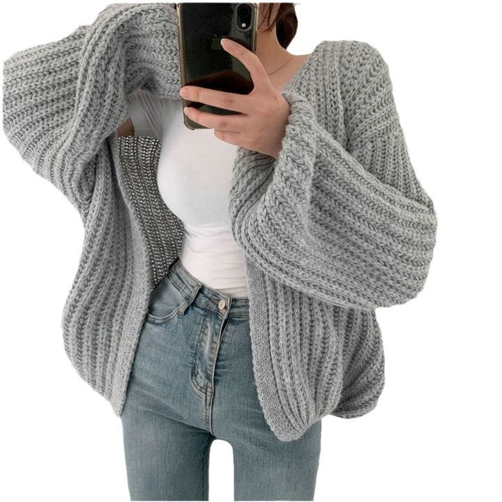 Damer oversized stickad jacka med andningsbart maskstruktur Mirla-Eva Jonsson