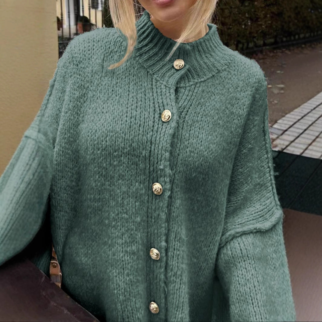 Damer oversized stickad jacka med knapp- och ribbdetaljer Mirla-Eva Jonsson