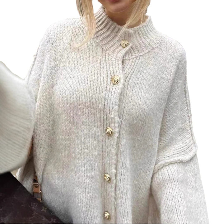 Damer oversized stickad jacka med knapp- och ribbdetaljer Mirla-Eva Jonsson