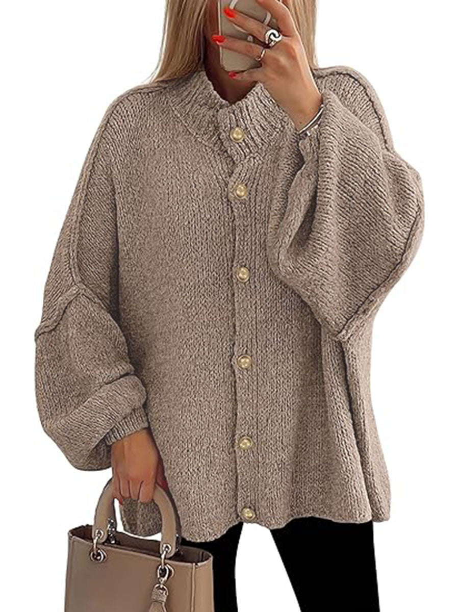 Damer oversized stickad jacka med knappstängning Eva Jonsson-Eva Jonsson