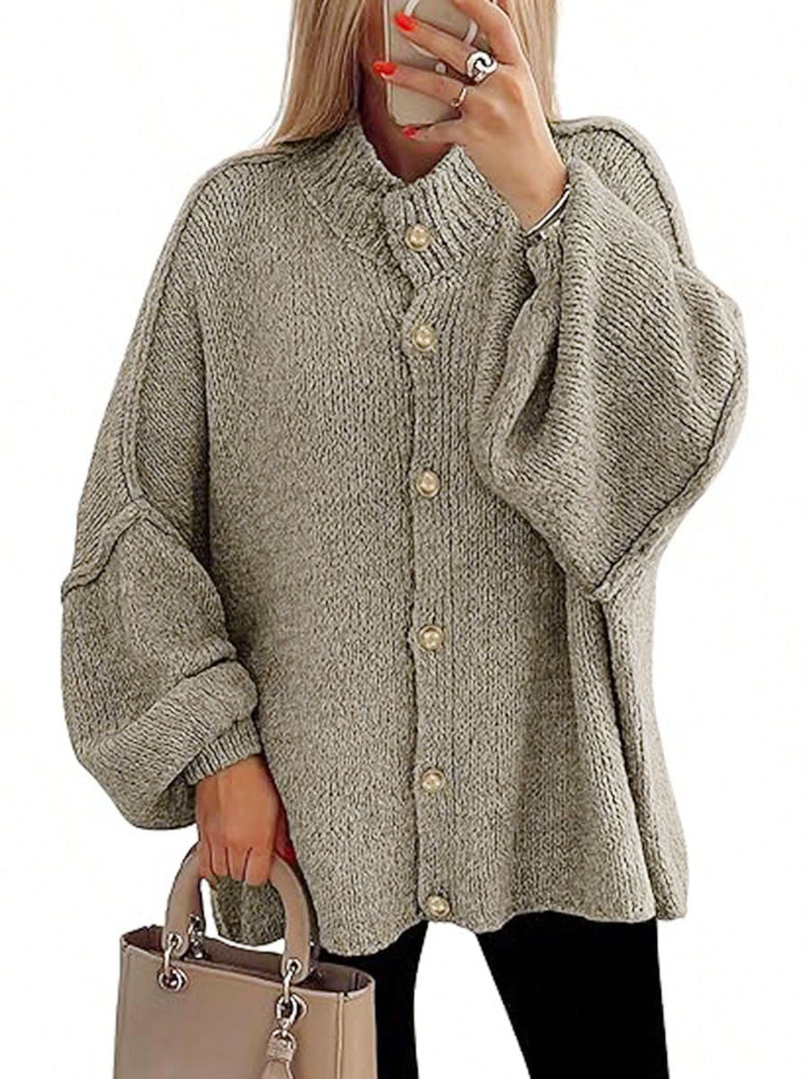 Damer oversized stickad jacka med knappstängning Eva Jonsson-Eva Jonsson