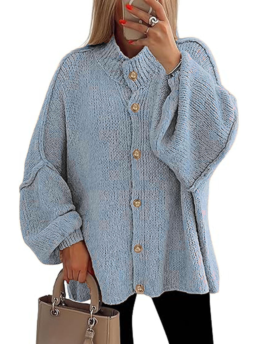 Damer oversized stickad jacka med knappstängning Eva Jonsson-Eva Jonsson