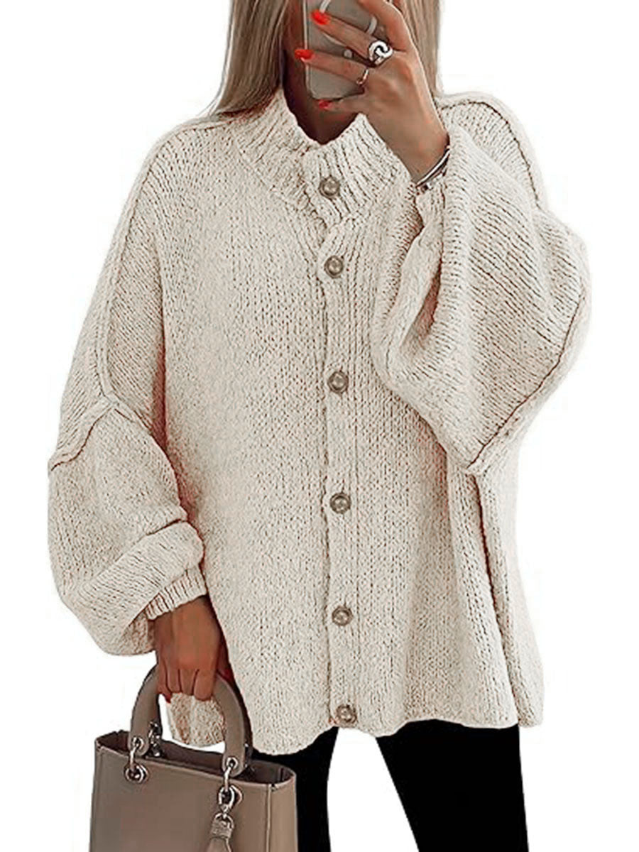 Damer oversized stickad jacka med knappstängning Eva Jonsson-Eva Jonsson
