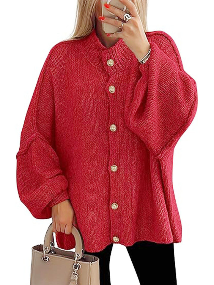 Damer oversized stickad jacka med knappstängning Mirla-Eva Jonsson