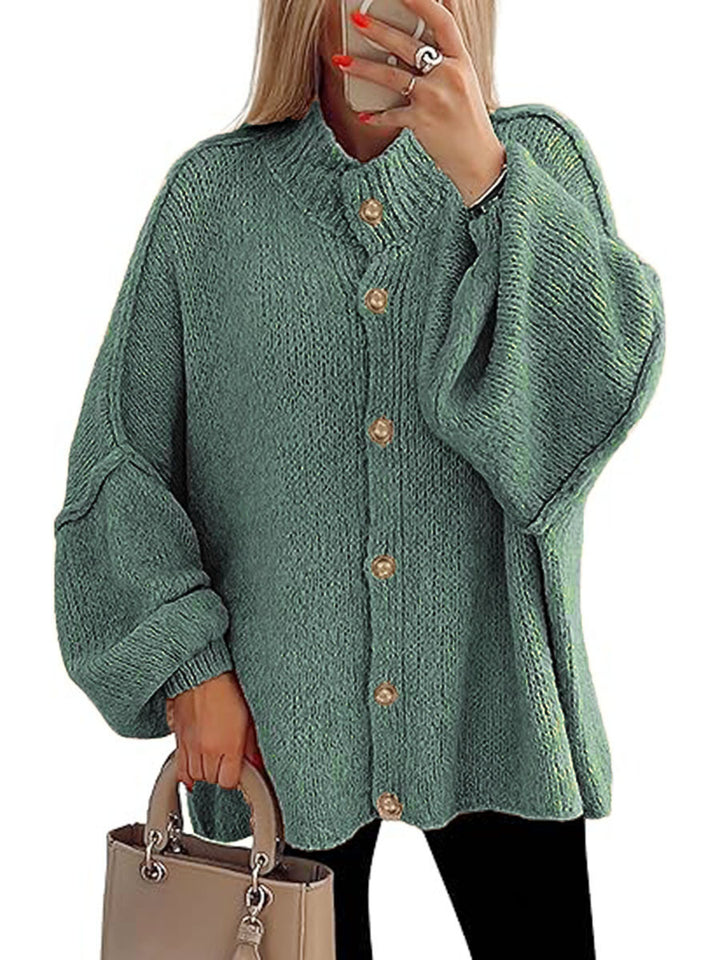 Damer oversized stickad jacka med knappstängning Mirla-Eva Jonsson