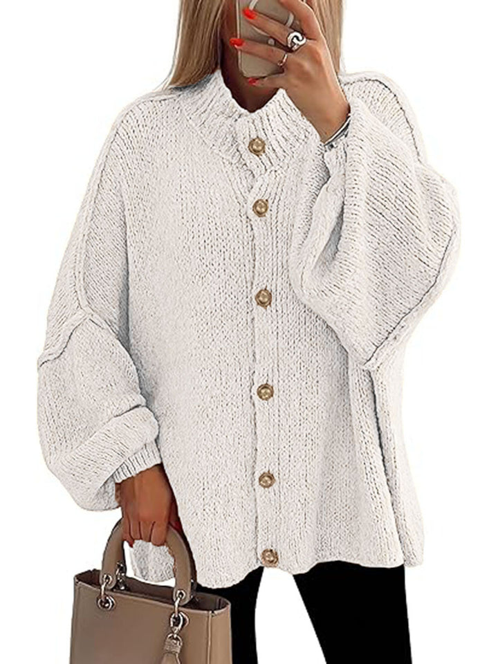 Damer oversized stickad jacka med knappstängning Mirla-Eva Jonsson