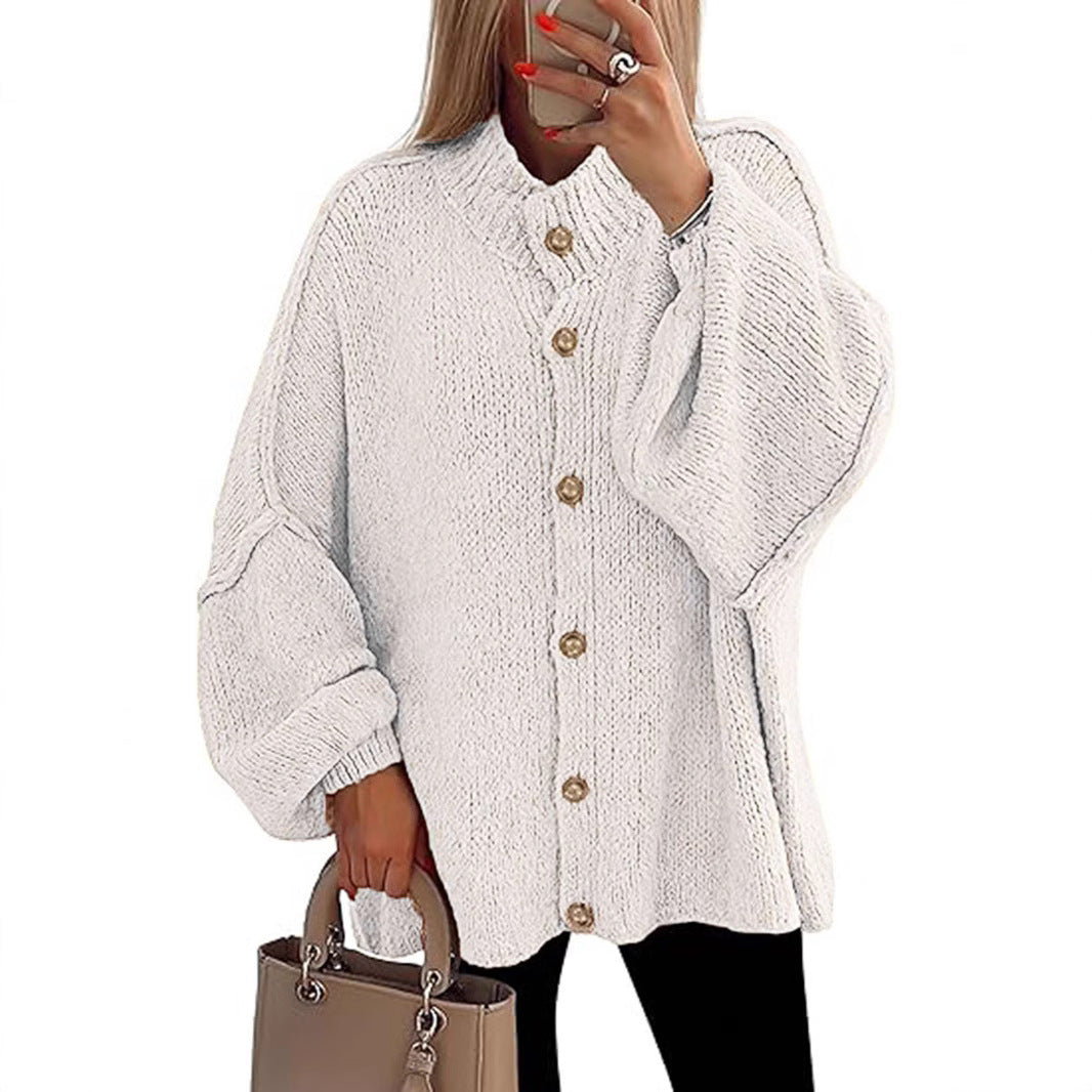 Damer oversized stickad jacka med knappstängning Mirla-Eva Jonsson