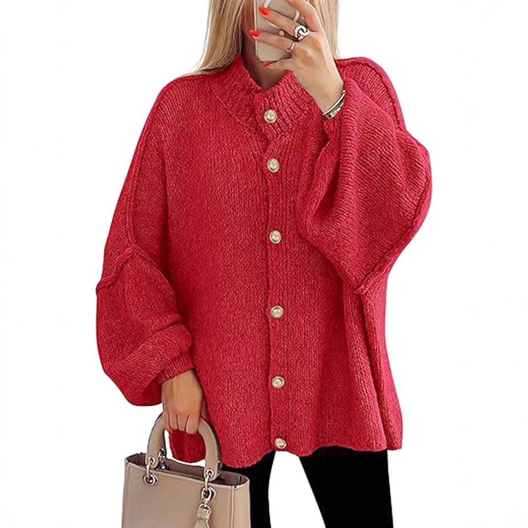 Damer oversized stickad jacka med knappstängning Mirla-Eva Jonsson