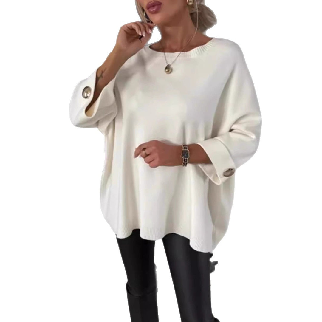 Damer oversized stickad tröja med dekorativa knappar Mirla-Eva Jonsson
