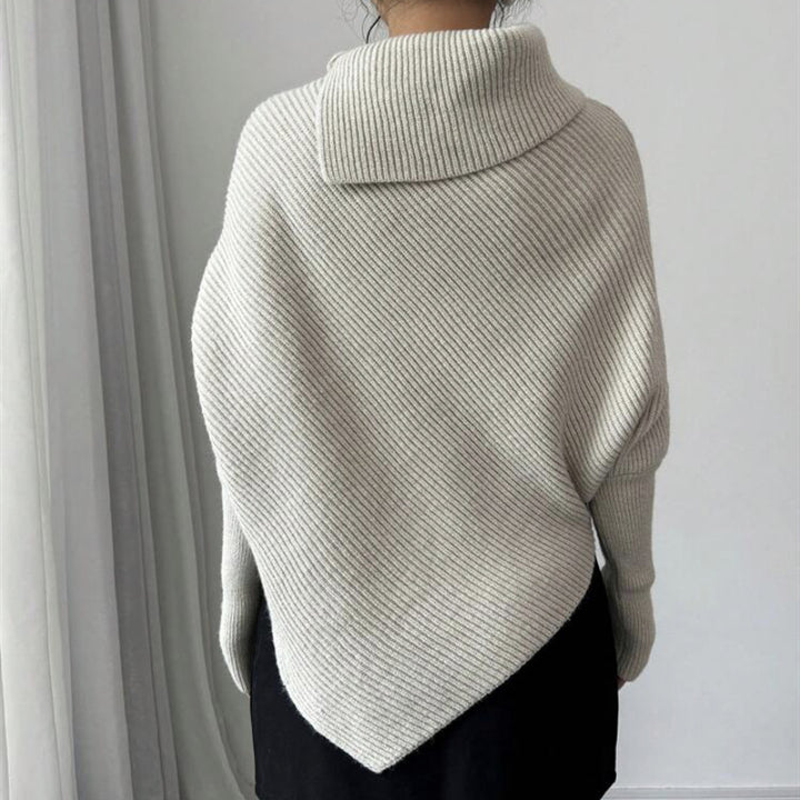Damer oversized stickad tröja med hög krage och asymmetrisk form Eva Jonsson-Eva Jonsson