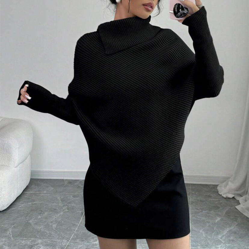 Damer oversized stickad tröja med hög krage och asymmetrisk form Eva Jonsson-Eva Jonsson