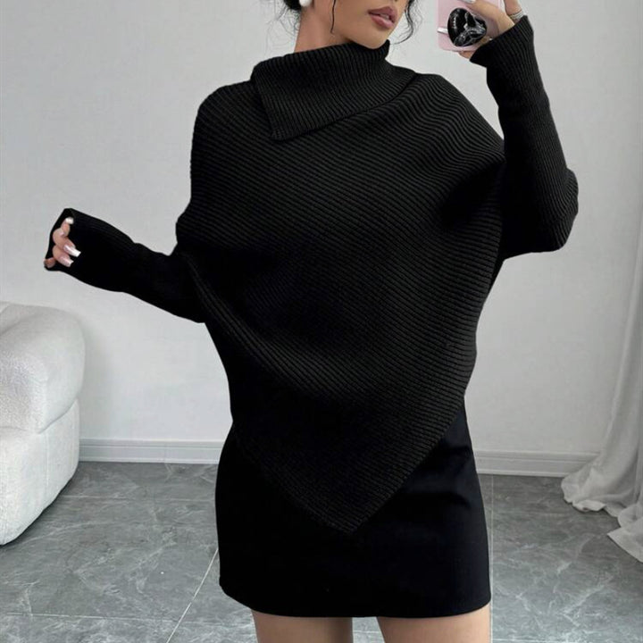Damer oversized stickad tröja med hög krage och asymmetrisk form Eva Jonsson-Eva Jonsson