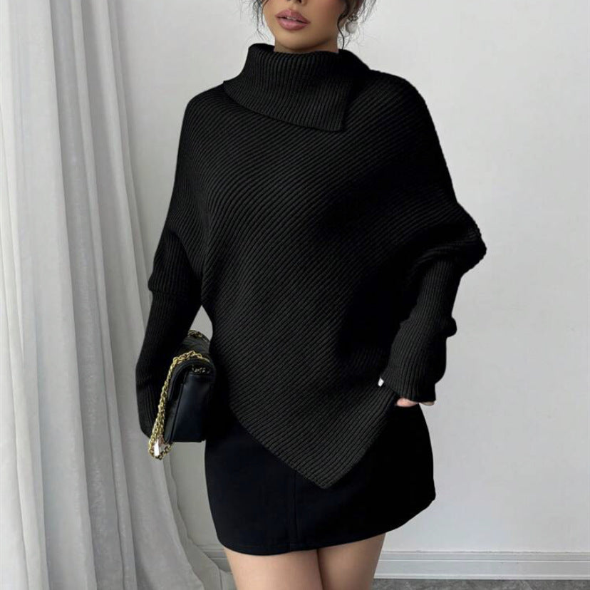 Damer oversized stickad tröja med hög krage och asymmetrisk form Eva Jonsson-Eva Jonsson