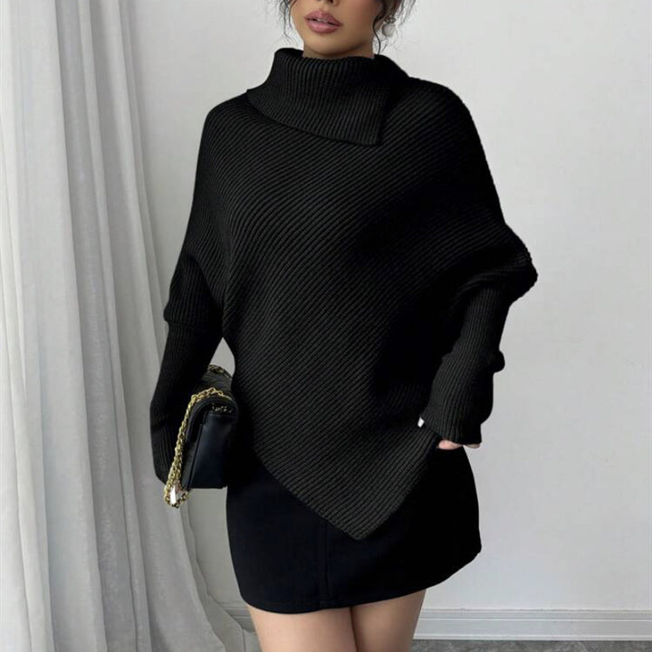 Damer oversized stickad tröja med hög krage och asymmetrisk form Eva Jonsson-Eva Jonsson