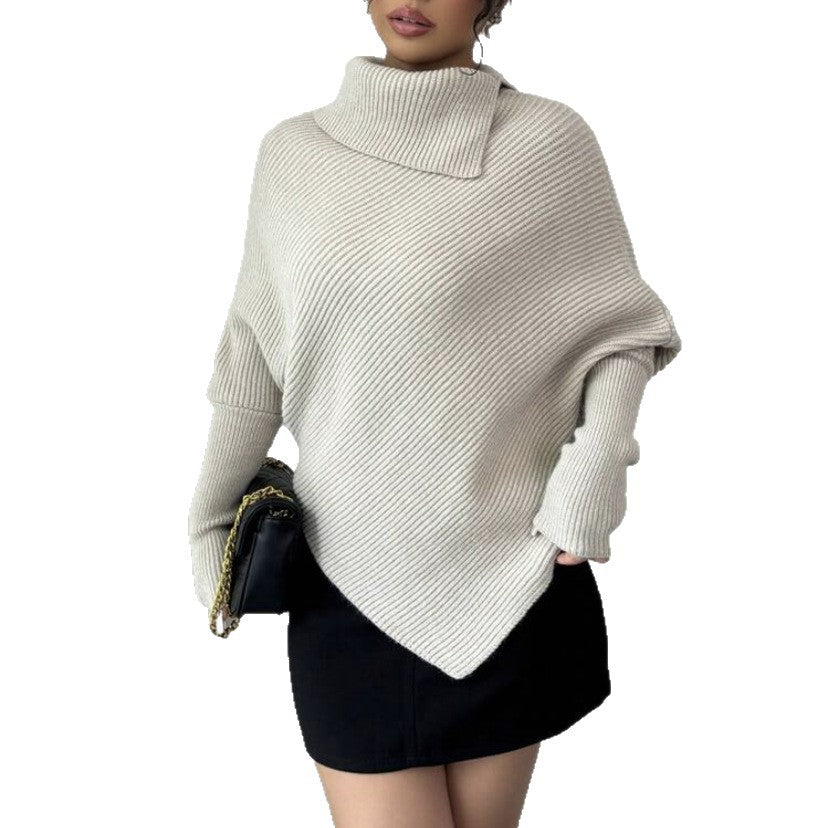 Damer oversized stickad tröja med hög krage och asymmetrisk form Eva Jonsson-Eva Jonsson