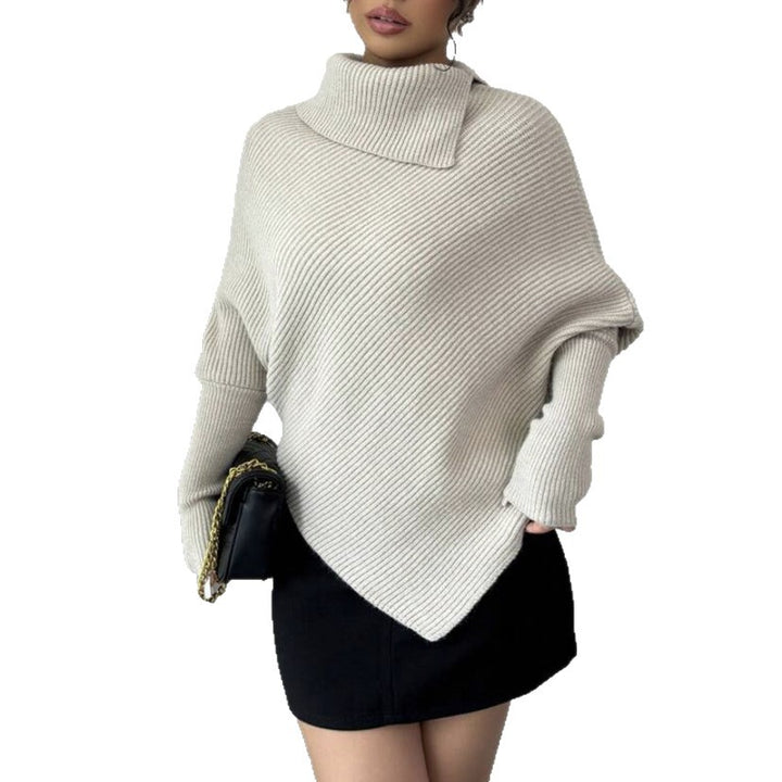 Damer oversized stickad tröja med hög krage och asymmetrisk form Eva Jonsson-Eva Jonsson