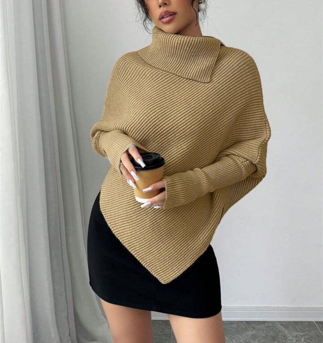 Damer oversized stickad tröja med hög krage och asymmetrisk form Eva Jonsson-Eva Jonsson