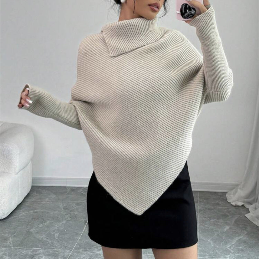 Damer oversized stickad tröja med hög krage och asymmetrisk form Eva Jonsson-Eva Jonsson