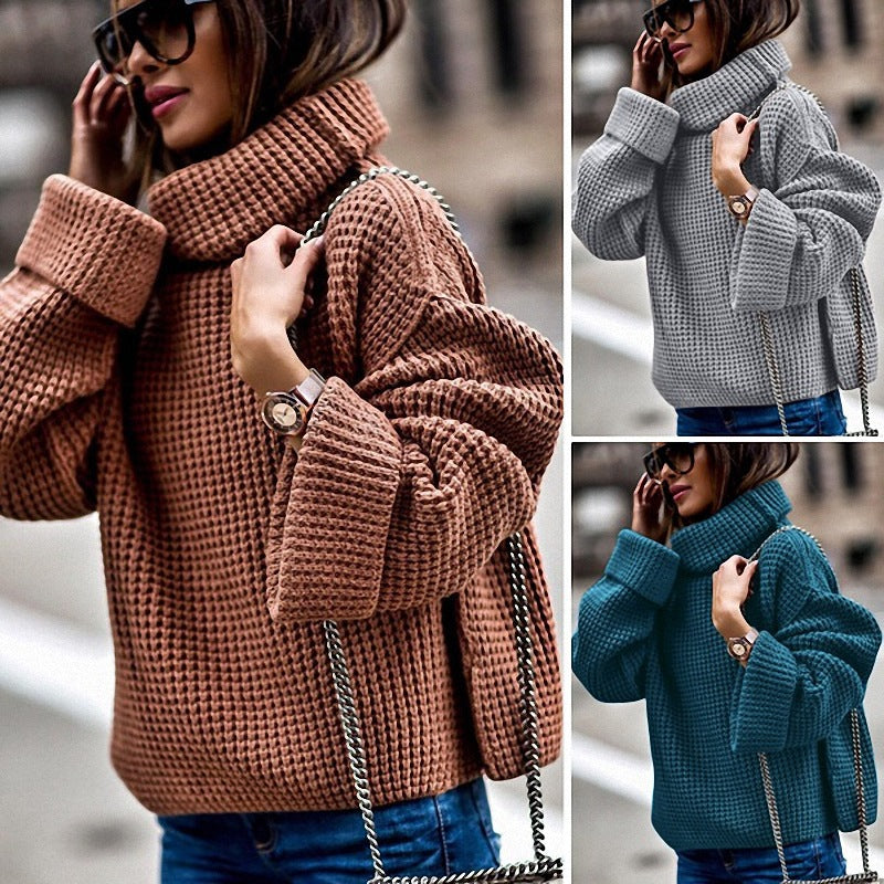 Damer oversized stickad tröja med hög krage och strukturerad design Eva Jonsson-Eva Jonsson