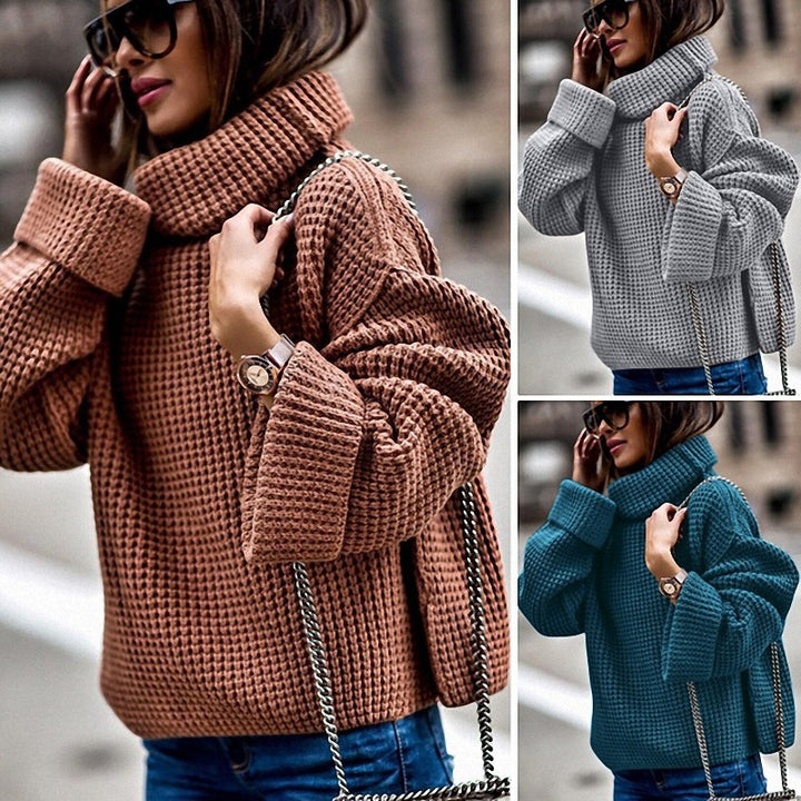 Damer oversized stickad tröja med hög krage och strukturerad design Eva Jonsson-Eva Jonsson