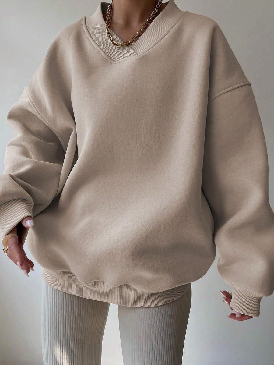 Damer oversized sweatshirt med V-hals Mirla-Eva Jonsson