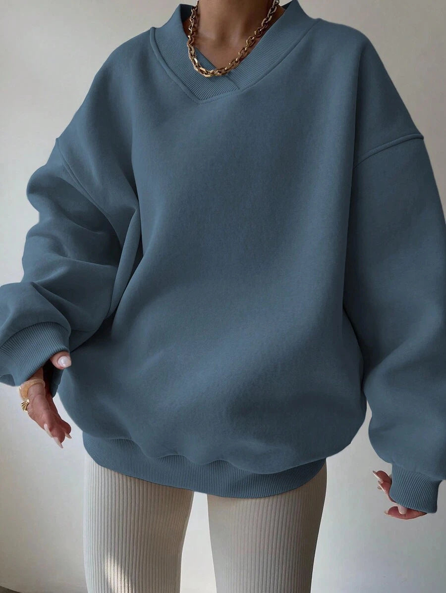 Damer oversized sweatshirt med V-hals Mirla-Eva Jonsson