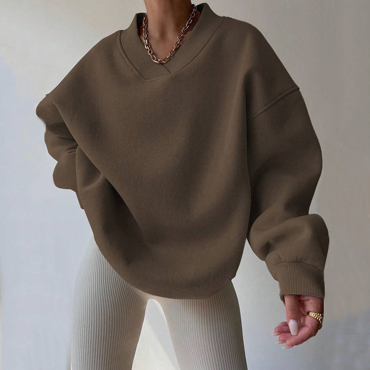 Damer oversized sweatshirt med V-hals Mirla-Eva Jonsson