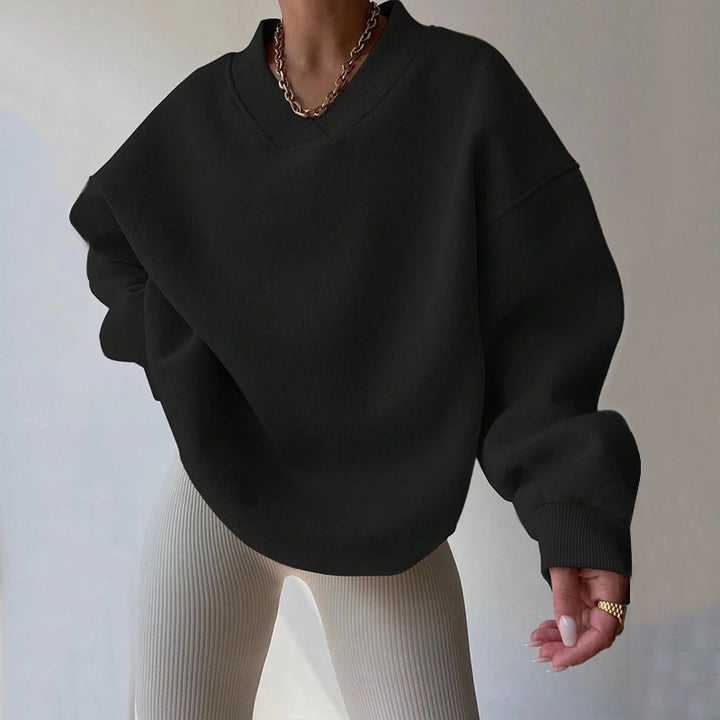 Damer oversized sweatshirt med V-hals Mirla-Eva Jonsson