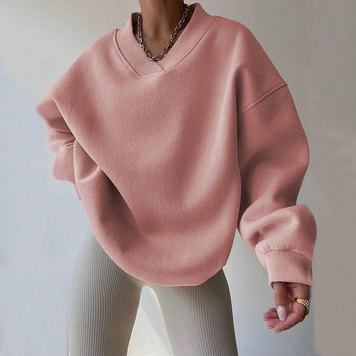 Damer oversized sweatshirt med V-hals Mirla-Eva Jonsson