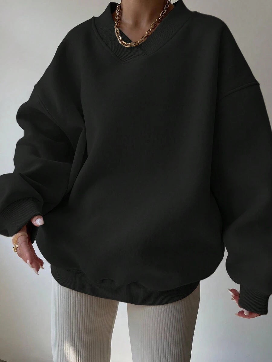 Damer oversized sweatshirt med V-hals Mirla-Eva Jonsson