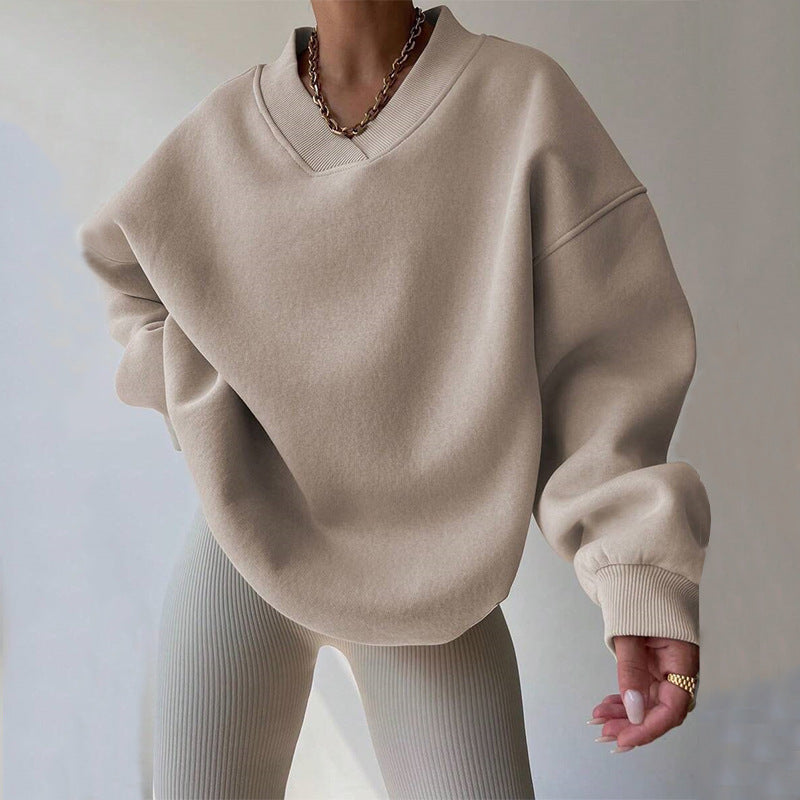 Damer oversized sweatshirt med V-hals Mirla-Eva Jonsson