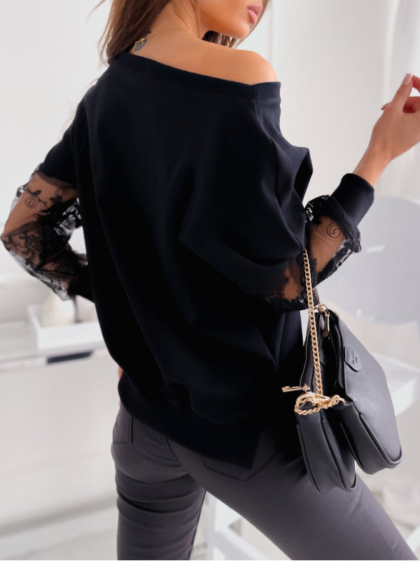 Damer oversized sweatshirt med spetsärmar Mirla-Eva Jonsson