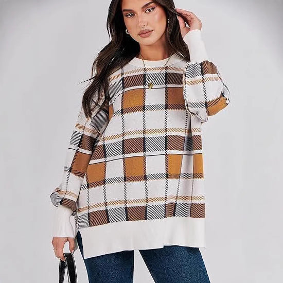 Damer oversized tröja med rutmönster och avslappnad passform Eva Jonsson-Eva Jonsson