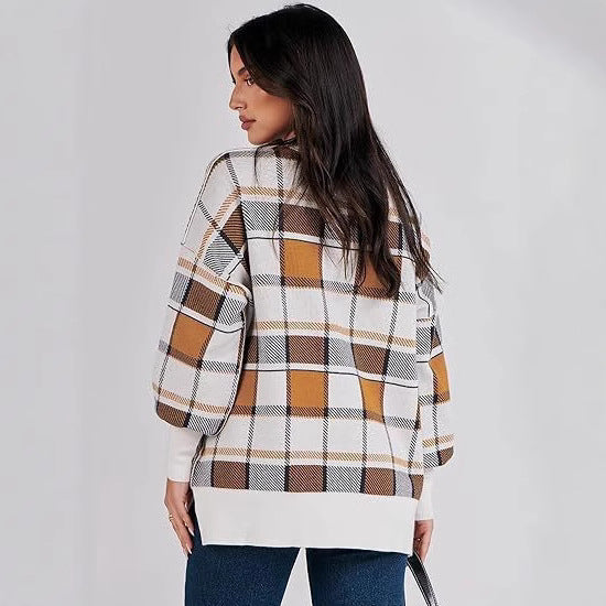Damer oversized tröja med rutmönster och avslappnad passform Eva Jonsson-Eva Jonsson
