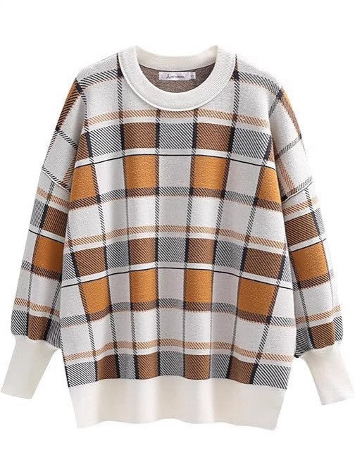 Damer oversized tröja med rutmönster och avslappnad passform Mirla-Eva Jonsson