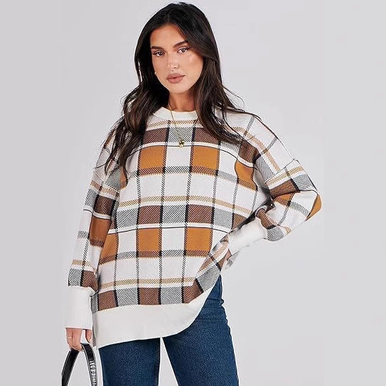 Damer oversized tröja med rutmönster och avslappnad passform Mirla-Eva Jonsson