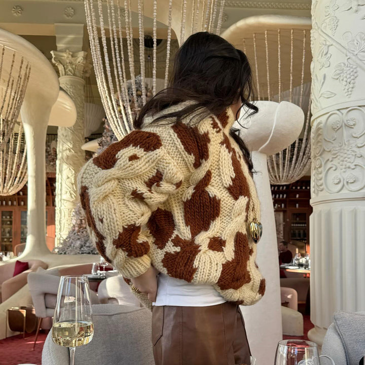 Damer oversized tröja med strukturerad stickad mönster Mirla-Eva Jonsson