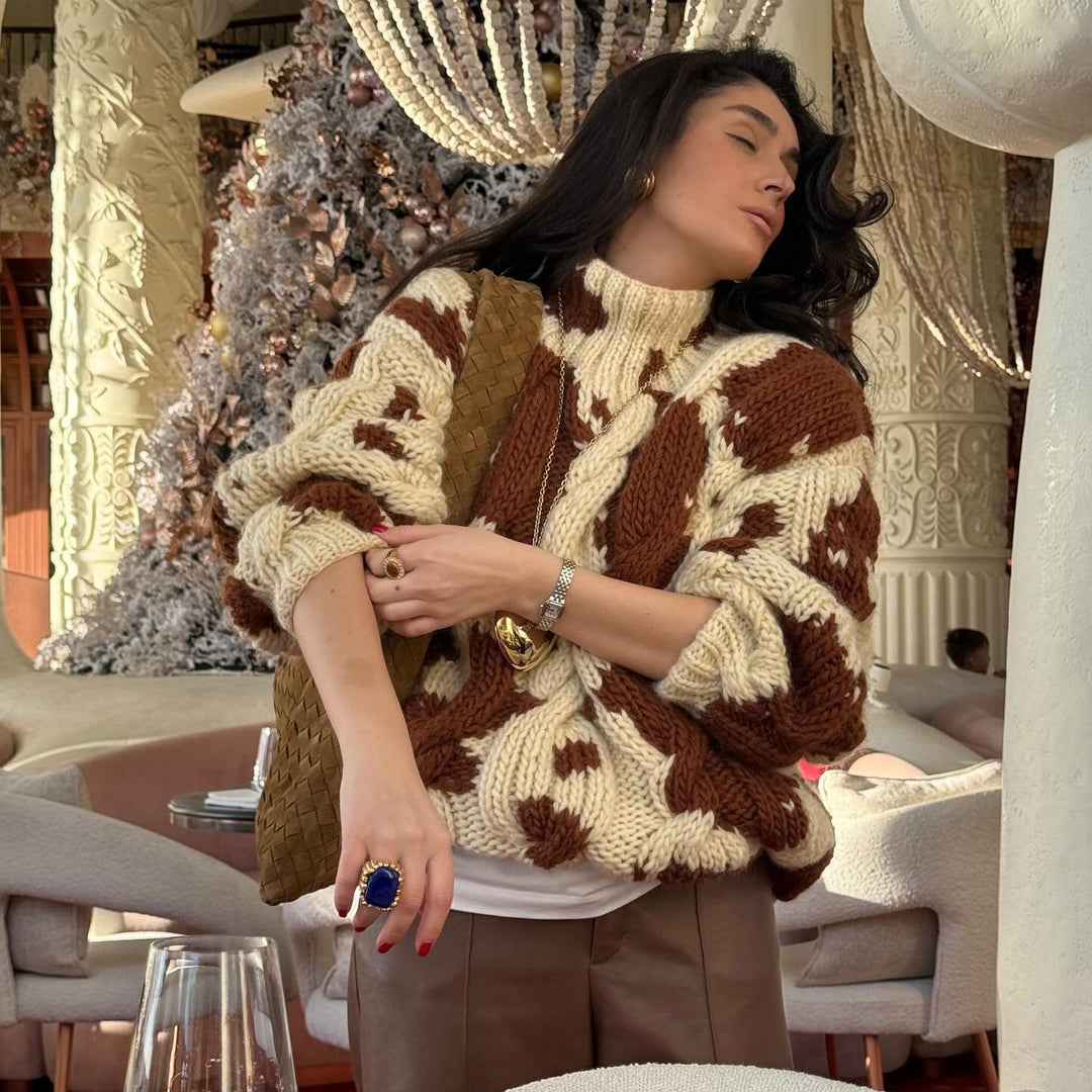 Damer oversized tröja med strukturerad stickad mönster Mirla-Eva Jonsson