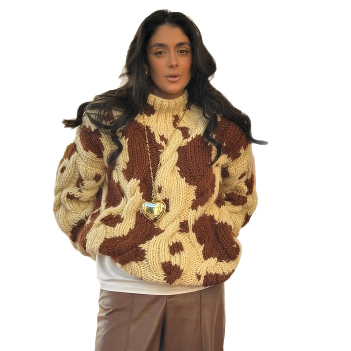 Damer oversized tröja med strukturerad stickad mönster Mirla-Eva Jonsson