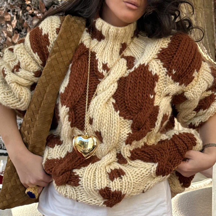 Damer oversized tröja med strukturerad stickad mönster Mirla-Eva Jonsson