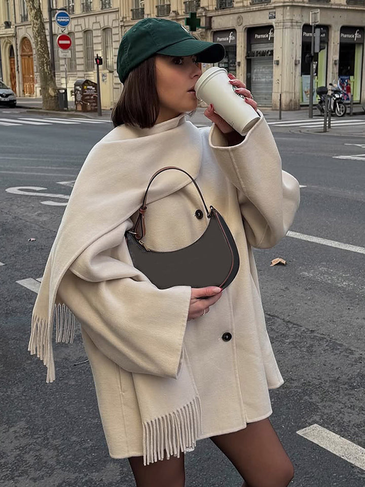 Damer oversized ullkappa med fransdetaljer Mirla-Eva Jonsson