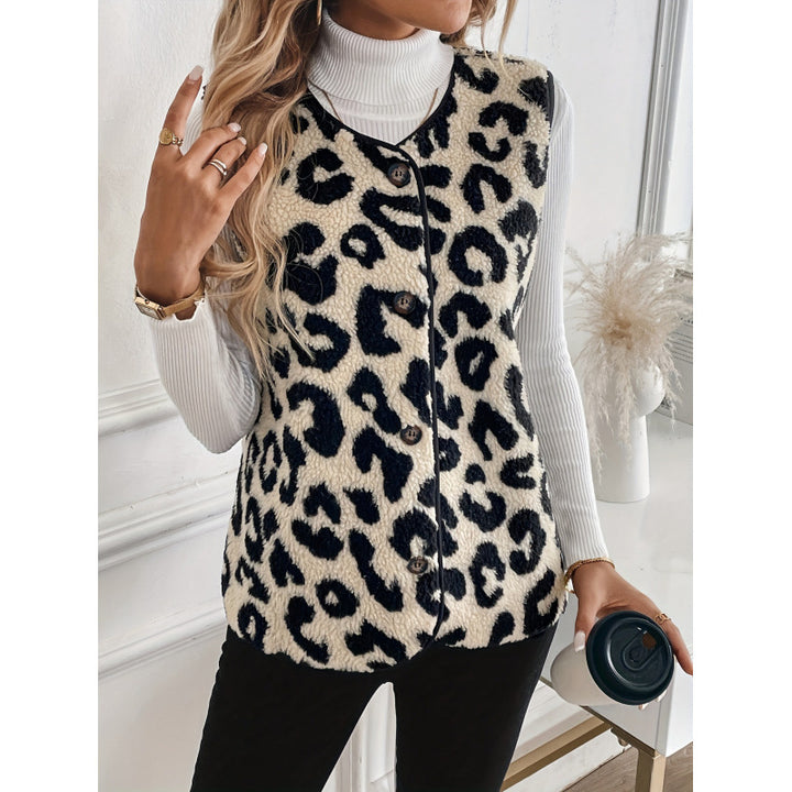 Damer pälsväst med leopardmönster och knäppning Mirla-Eva Jonsson