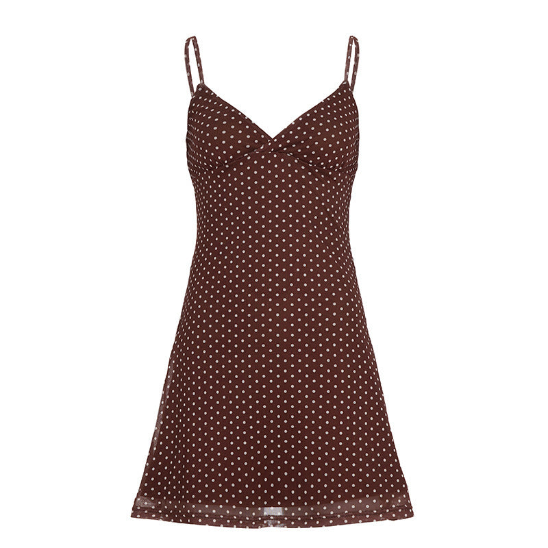 Damer polka prickar spaghetti-stropic top med lätt fall Mirla-Eva Jonsson