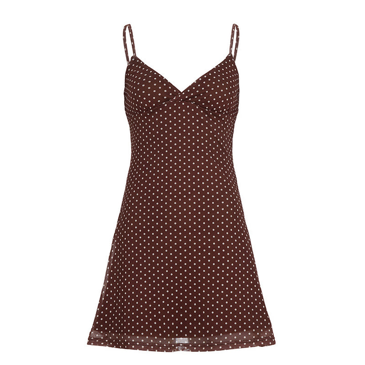 Damer polka prickar spaghetti-stropic top med lätt fall Mirla-Eva Jonsson