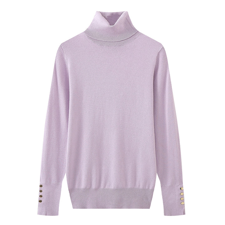 Damer polokrage tröja med eleganta knapdetails Mirla-Eva Jonsson