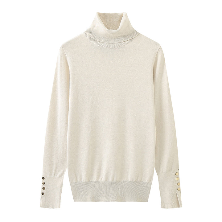 Damer polokrage tröja med eleganta knapdetails Mirla-Eva Jonsson