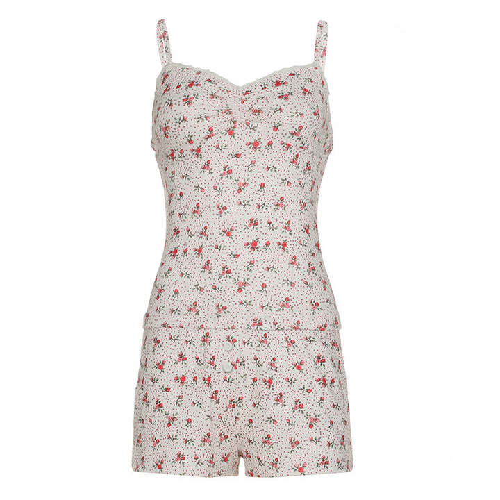 Damer pyjamaset med lekfullt blommönster och bekväm passform Mirla-Eva Jonsson