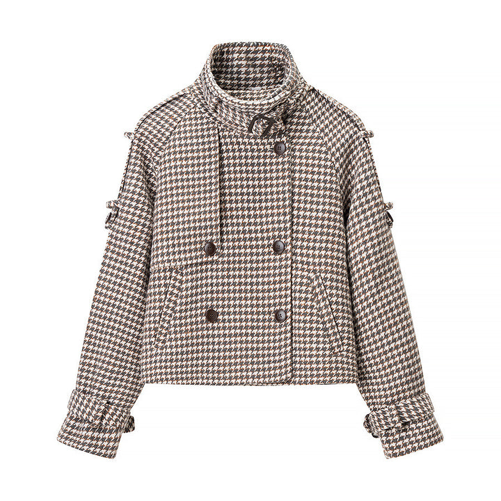 Damer quiltad Houndstooth-cropped-jacka Mirla-Eva Jonsson
